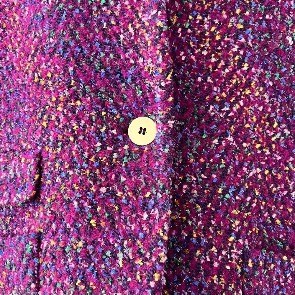 VERONICA BEARD | Crispin Multi Purple Magenta Tweed Oversized Coat Size 8 - Picture 10 of 17